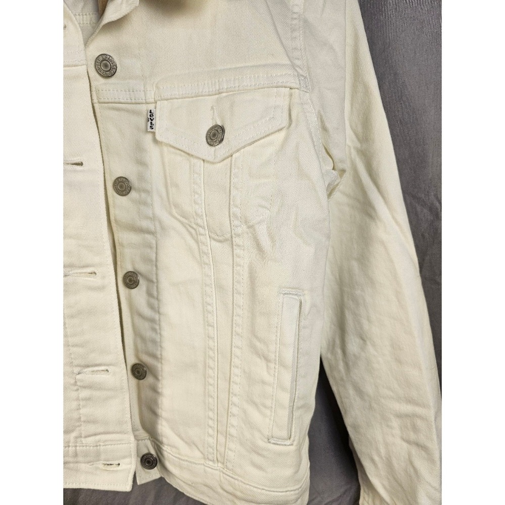 Levis Womens Original Trucker Jacket Cream White Denim Stretch 299450210 XS NEW - Picture 3 of 8